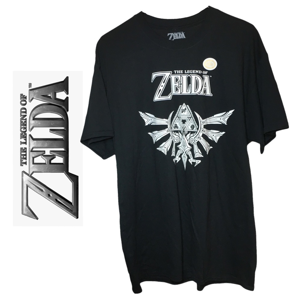 The Legend Of Zelda Black & White Short Sleeve T Shirt Nintendo Gamer Apparel XL